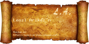 Leszl Arikán névjegykártya
